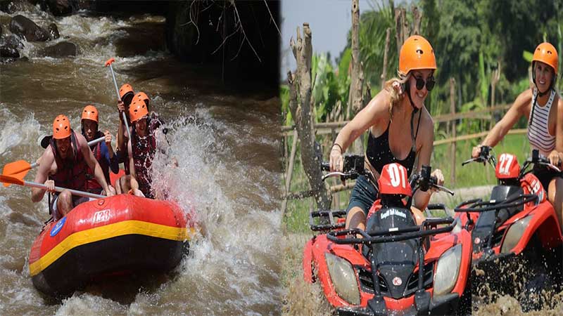 Bali ATV Quad Bike through Tunnel waterfall White Water Rafting Combination