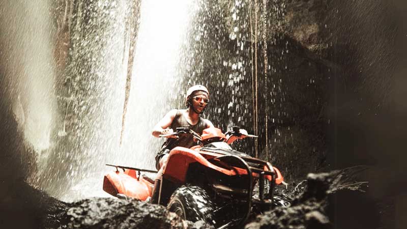 Jambe ATV Bali through waterfall