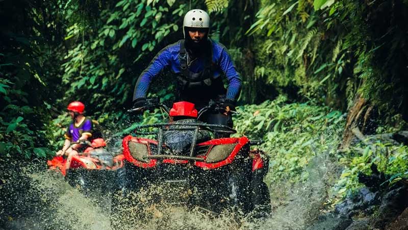 Ubud jungle Rice Fileds River & Muddy Quad Bike Tour